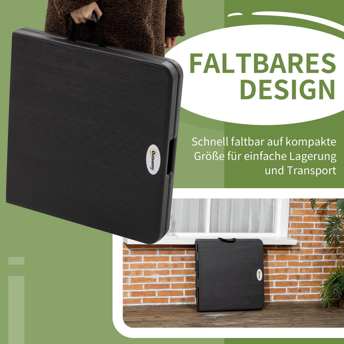 GARTENTISCH, Dunkelgrau, Stahl, HDPE - Dunkelgrau, Metall (118/60/74cm) - Outsunny