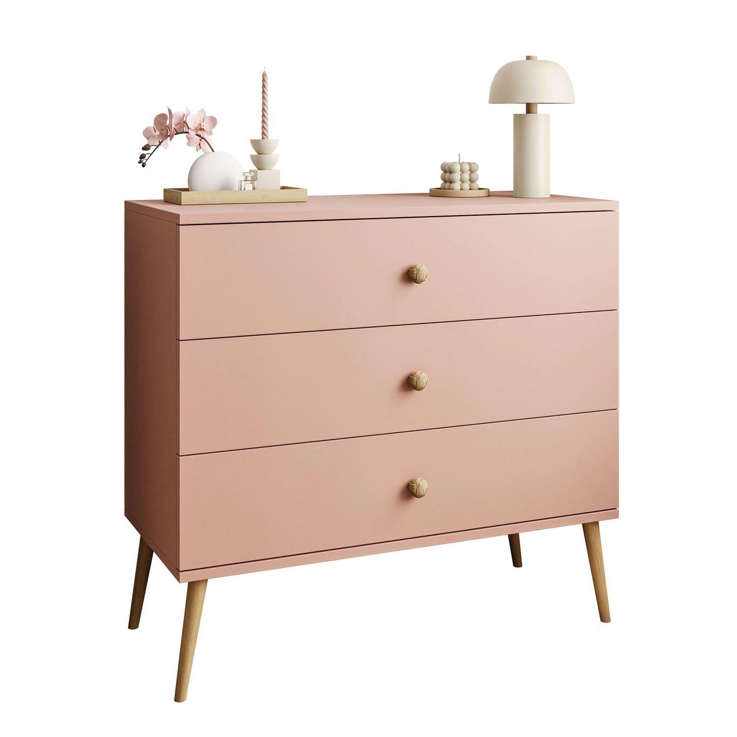 KOMMODE mit Schubladen HARMONY Natürlich Rosa - Rosa, Holzwerkstoff (100/85/41cm) - Lookway