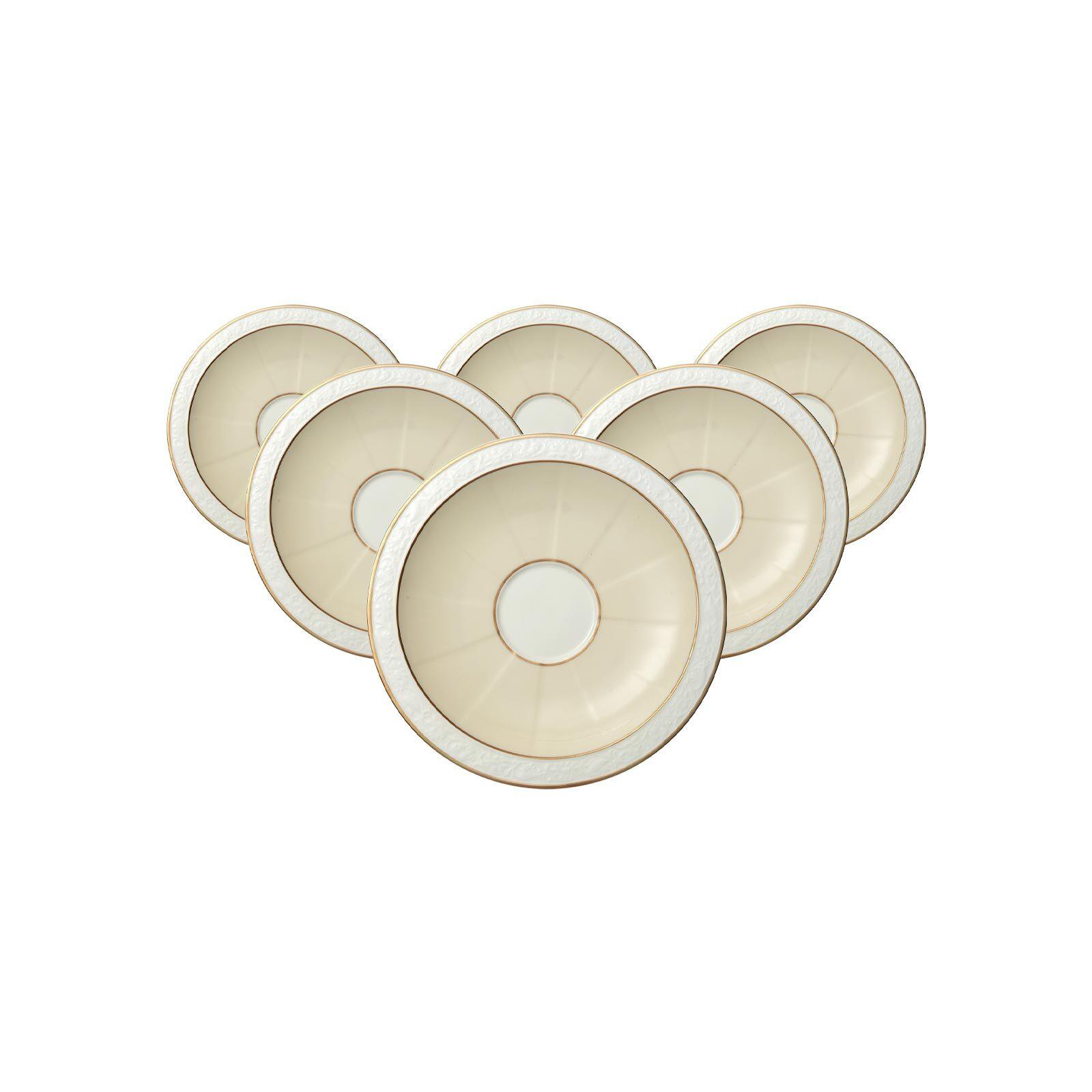 KAFFEE-/TEEUNTERTASSEN Ivoire weiß-gold ø 16 cm 6er Set - Goldfarben/Weiß, Keramik (16cm) - Villeroy & Boch