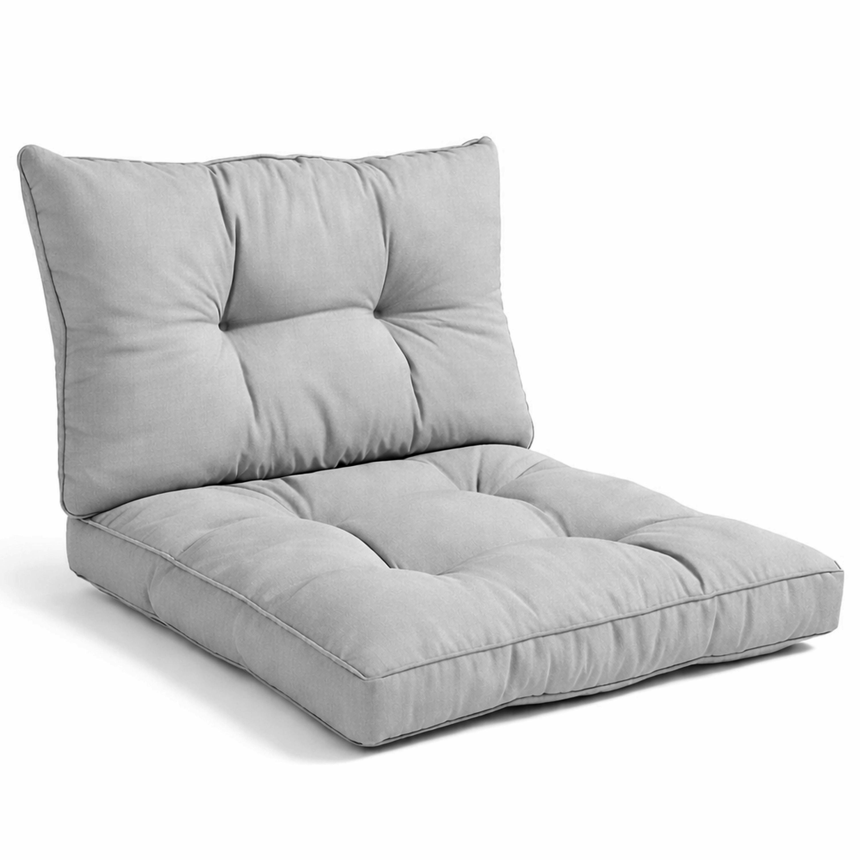 LOUNGEKISSEN Xluna Sitz 60x60x10cm mit Rücken 60x40x12cm Hellgrau (2tlg) - Hellgrau, Textil (60/60cm) - Beautissu 