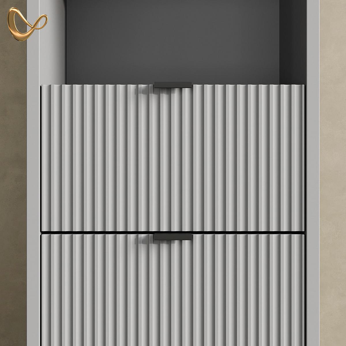 BADMÖBEL-SET ATERNO Grau 3 Teile, mit Hochschrank - Grau, Holzwerkstoff (70/63/45cm) - Livinity®