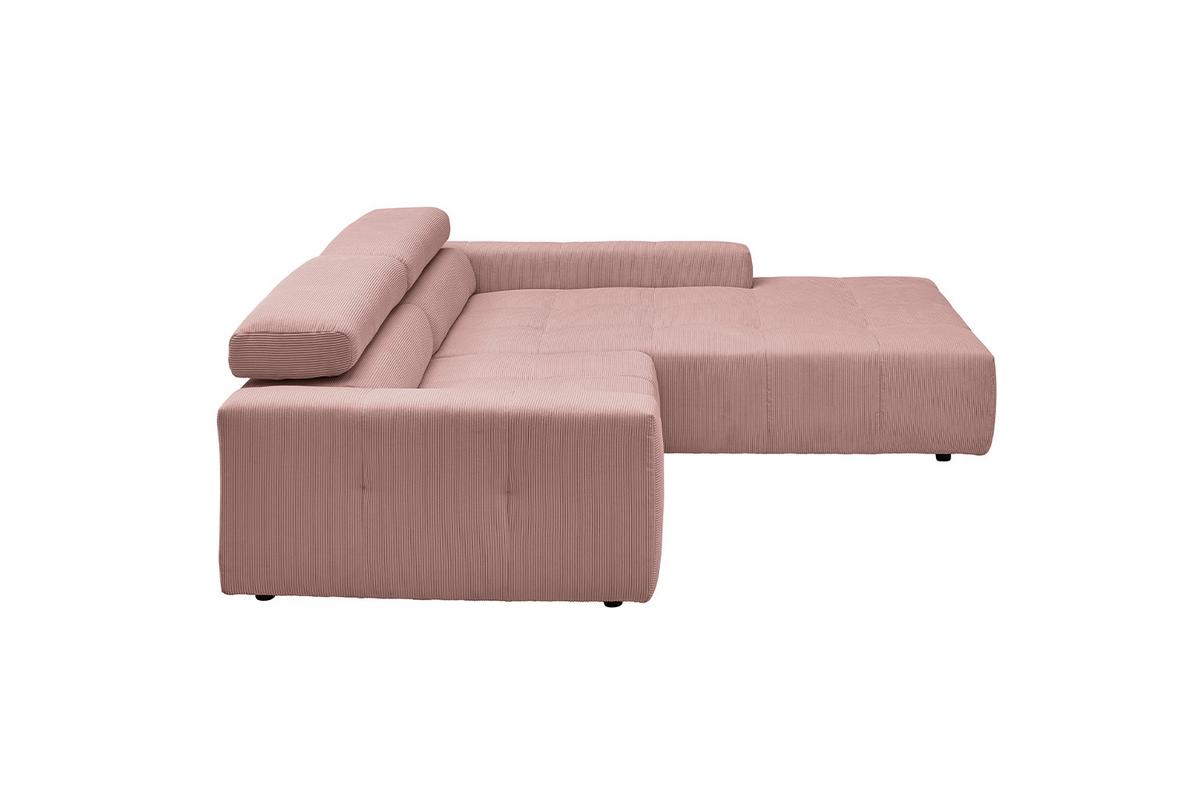 ECKSOFA MIT MOTORISCHEM SITZVORZUG RENO Pink Cord Relaxfunktion - Schwarz/Rosa, Kunststoff/Textil (258/217cm) - KAWOLA