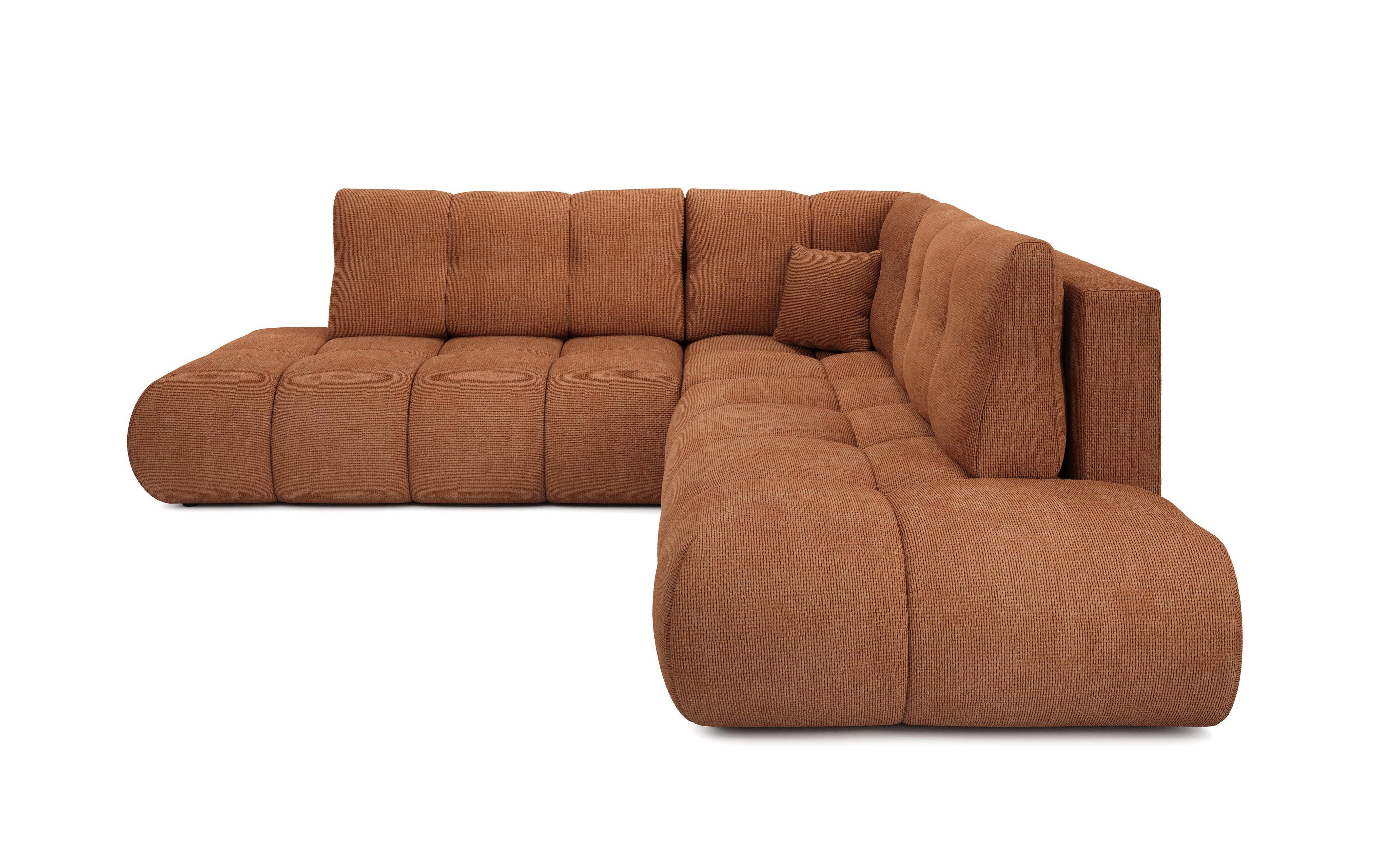 ECKSOFA DUCA II R-S Orange Chenille mit Schlaffunktion - Dunkelorange, Holz (266.5/266.5cm) - MASSENO