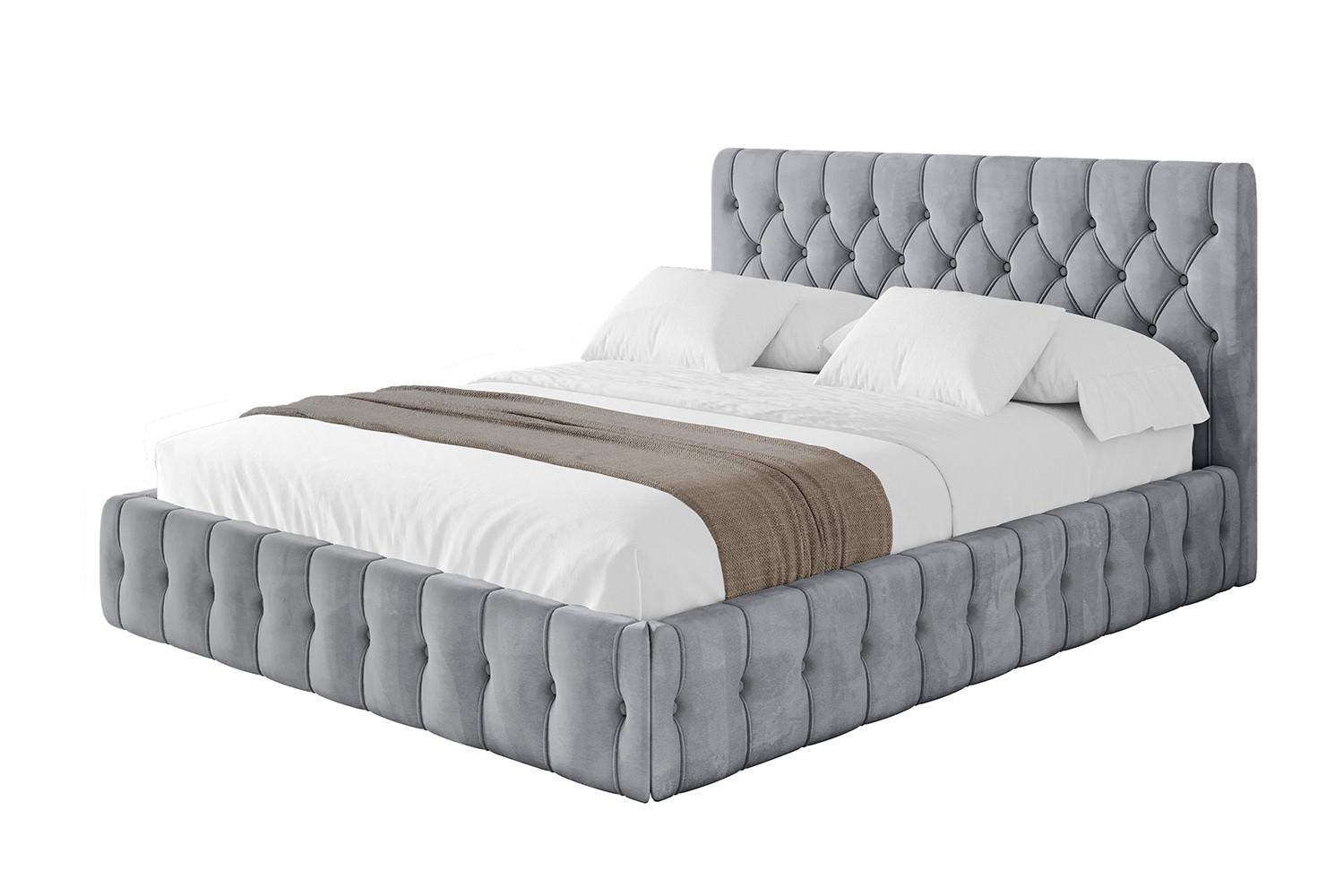 POLSTERBETT mit Bettkasten und Lattenrost, Bett mit Matratze H3/H4 - LARO 180x200 Hellgrau - Hellgrau, Holzwerkstoff/Textil (180/200cm) - ALTDECOR