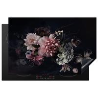 HERDABDECKPLATTE Blumen - Vintage - Pastell - Rosa - Weiß Induktionsschutz 80x52.2 cm - Altrosa, Kunststoff (80.2/52.2/0.2cm) - MuchoWow