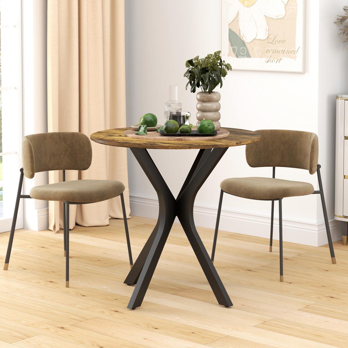 ESSTISCH, Runder Küchentisch, Moderner Esszimmertisch mit Spider-Stahlgestell - Braun, Holzwerkstoff (78/78/75cm) - HOMCOM