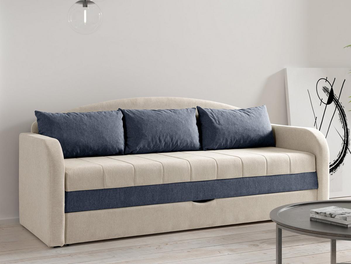 SCHLAFSOFA Tenus - Beige/Blaugrau, Holz/Textil (208/86/76cm) - MIRJAN24