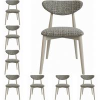 POLSTERSTUHL Mallow – 8er Set – Kaschmirfarbene Holzbeine – Weiche Sitzfläche und Rückenlehne – Grau Webstoff - Kaschmir/Grau, Holz/Textil (53/79/49cm) - WFL GROUP