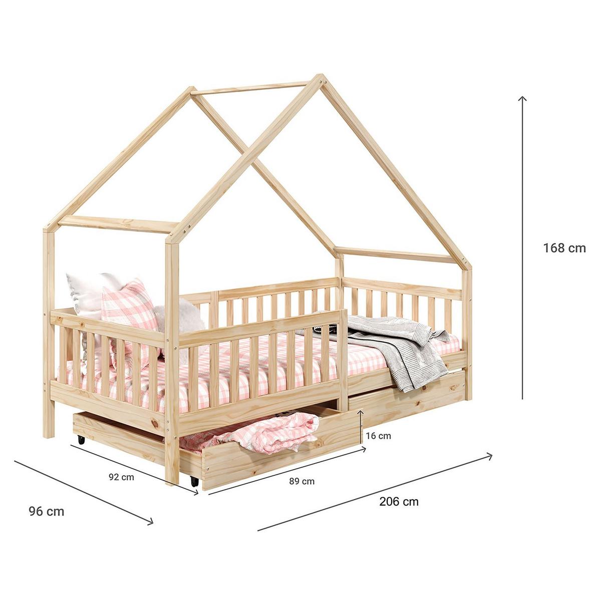 HAUSBETT ALVA 90X200 CM - Naturfarben, Holz (96/168/206cm) - IDIMEX