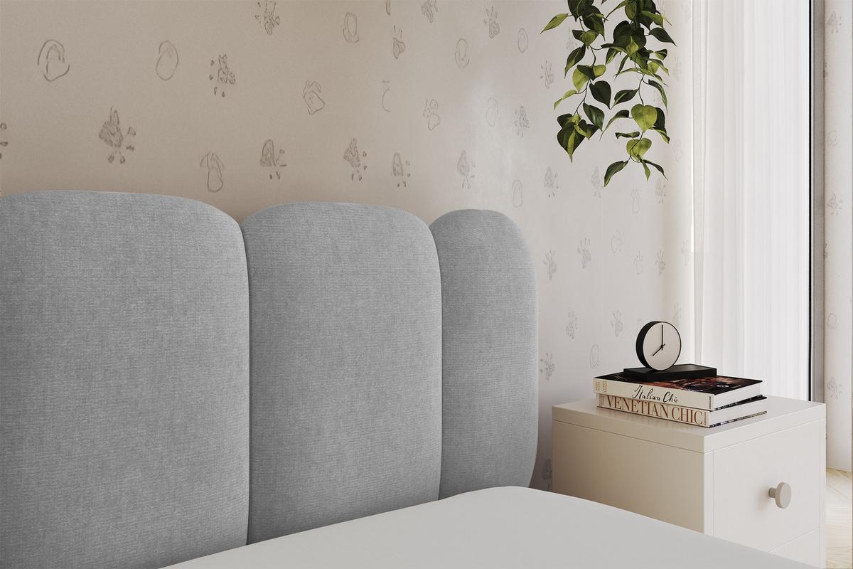 EINZELLBETT Jugendbett mit Bettkasten, Links - AVRY 80x200 Grau - Hellgrau, Holzwerkstoff/Textil (80/200cm) - ALTDECOR