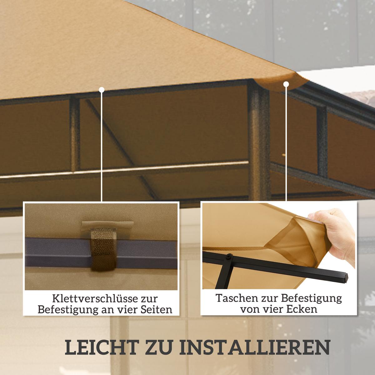PAVILLONDACH, Sonnenschutz, Beige - Beige, Kunststoff (298/1/298cm) - Outsunny