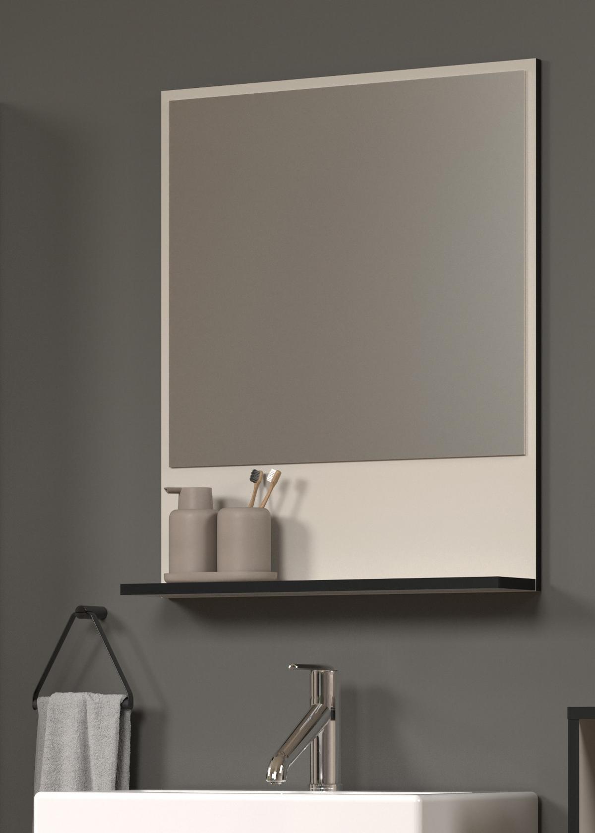 BADSPIEGEL Kaschmir, grau 60 cm, Badezimmer Spiegel mit Ablage - Kaschmir/Grau, Glas/Holzwerkstoff (60/74/14cm) - Top.Furn