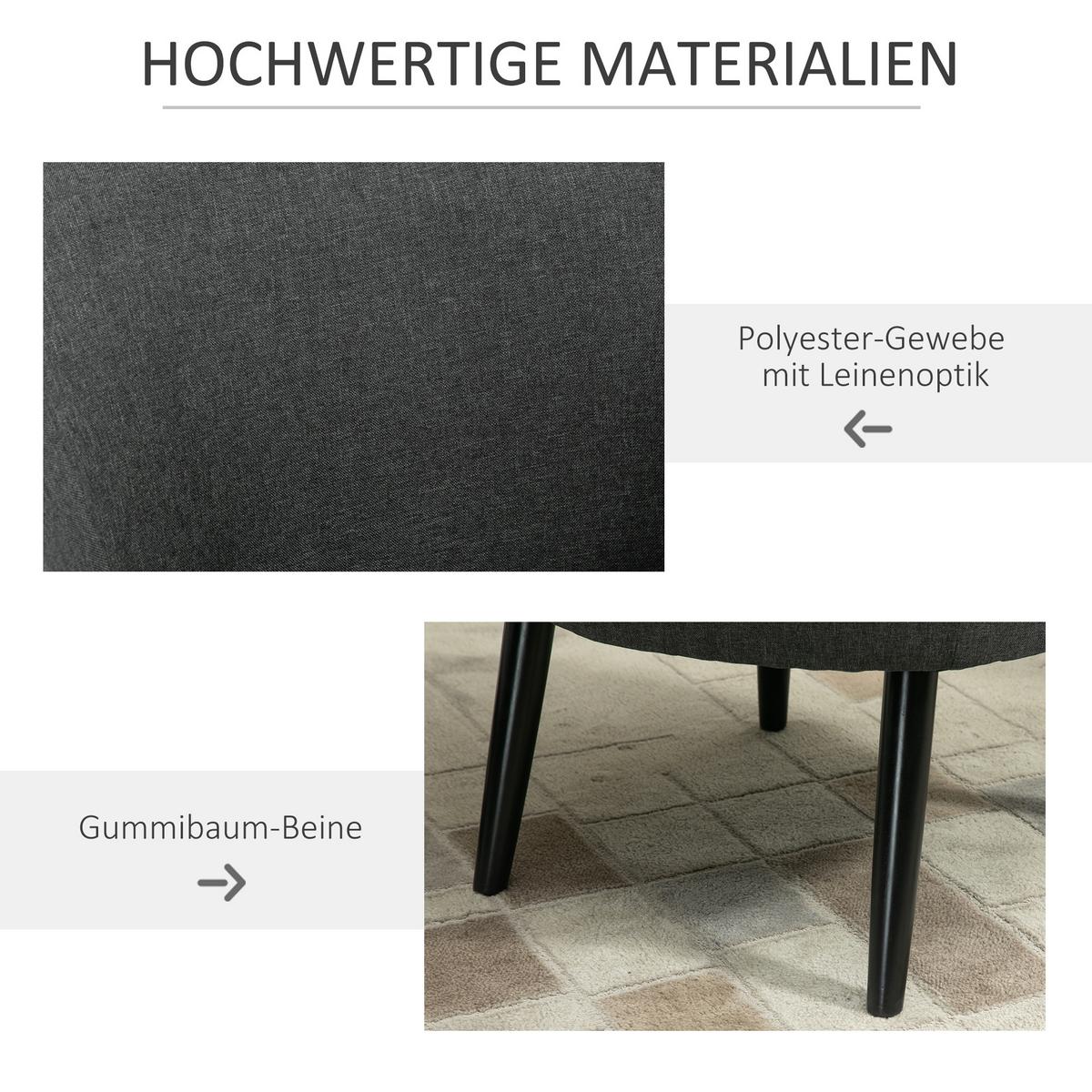 WOHNZIMMERSTUHL Polsterstuhl Sessel Wohnzimmer modern Polyester Holz Grau - Grau, Kunststoff (65/75/71cm) - HOMCOM