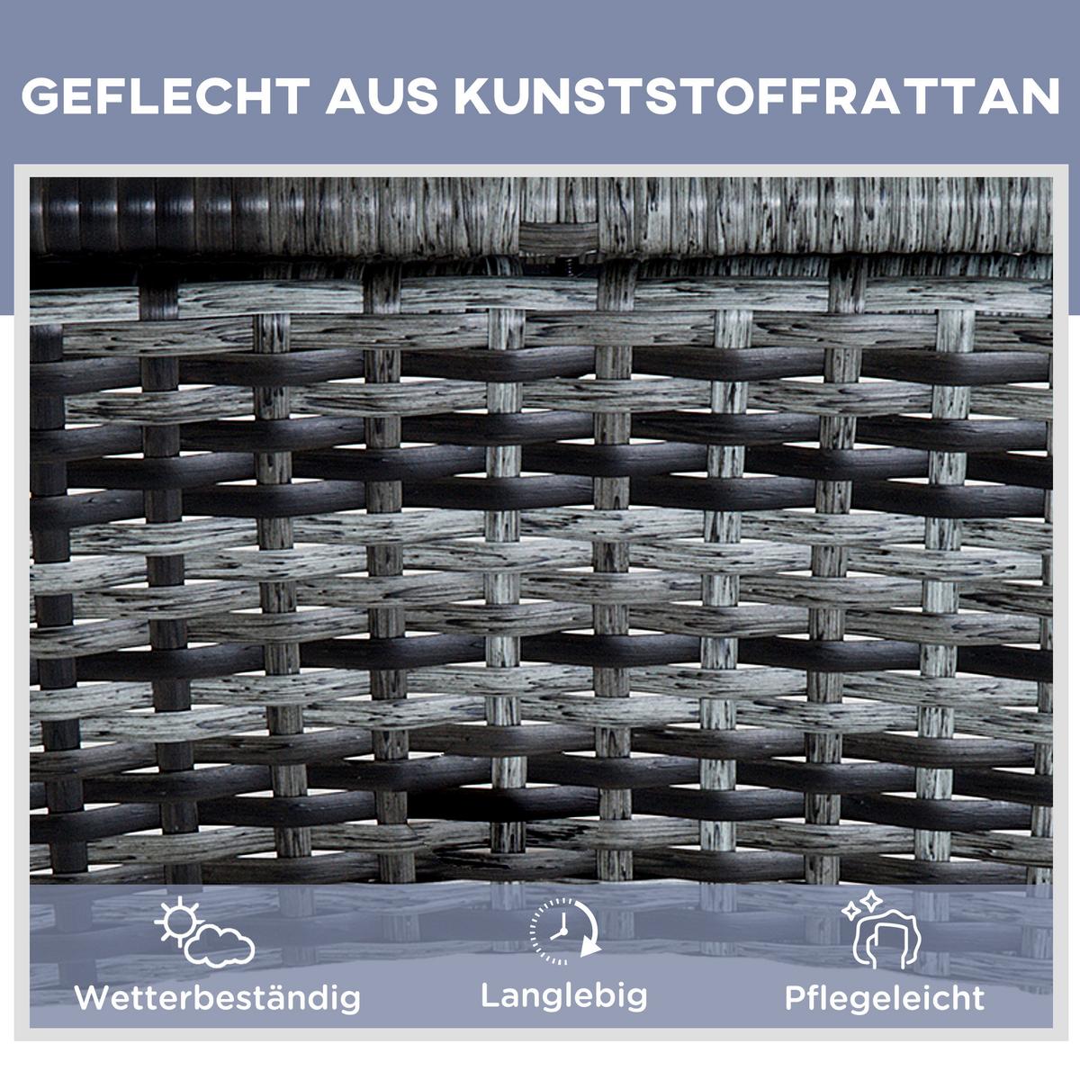 GARTENMÖBEL Set, Metall, PE, Grau - Grau, Metall - Outsunny