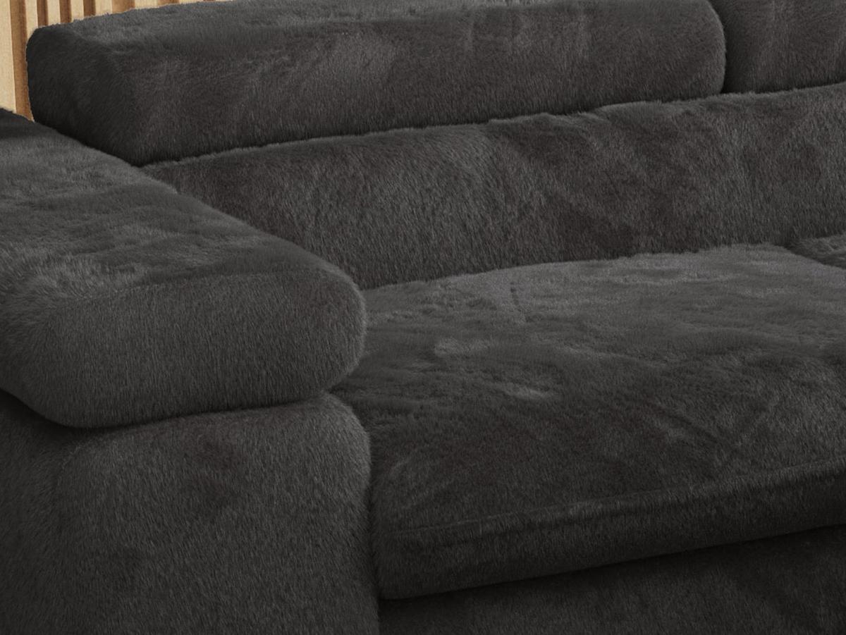 WOHNLANDSCHAFT PETER U Plüsch Anthrazit - Anthrazit/Schwarz, Textil/Metall (346/76/208cm) - MKS