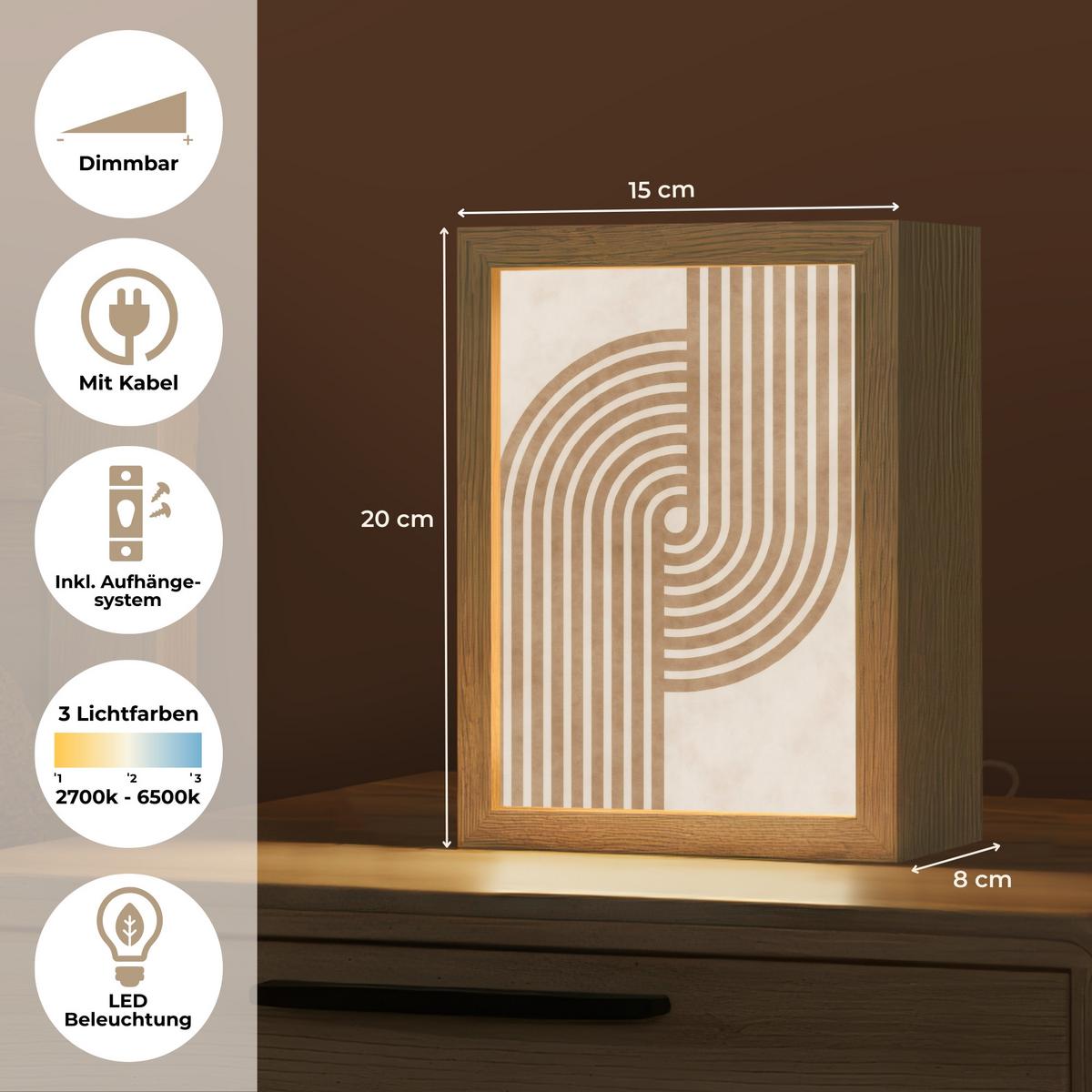 WANDLEUCHTE Symmetrische Biegung - kupferfarbig 15x20 cm - Beige, Holzwerkstoff (15/20/8cm) - OnlyWow