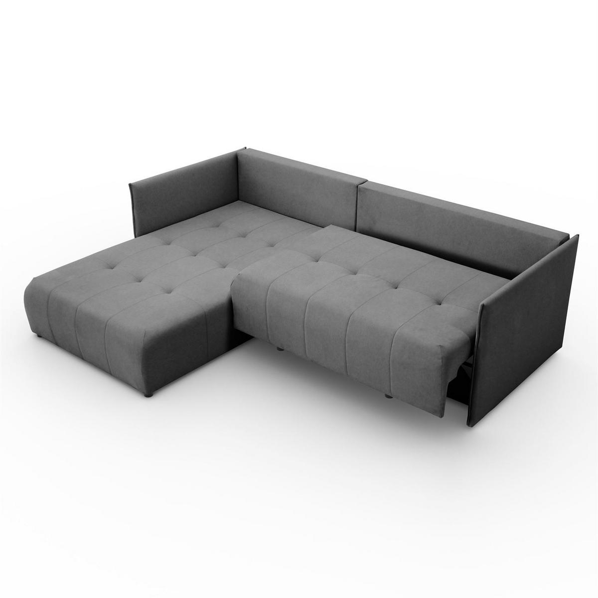 ECKSOFA APOLLO L mit Schlaffunktion und Bettkasten – linke Seite - Graphitfarben, Textil (246/188cm) - Lookway
