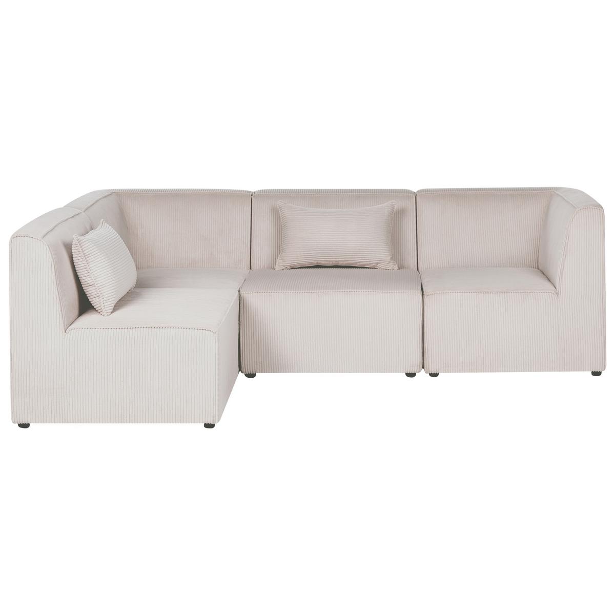 ECKSOFA Modul 4-Sitzer rechtsseitig Beige Cord Lemvig - Beige, Textil (250/166cm) - Beliani