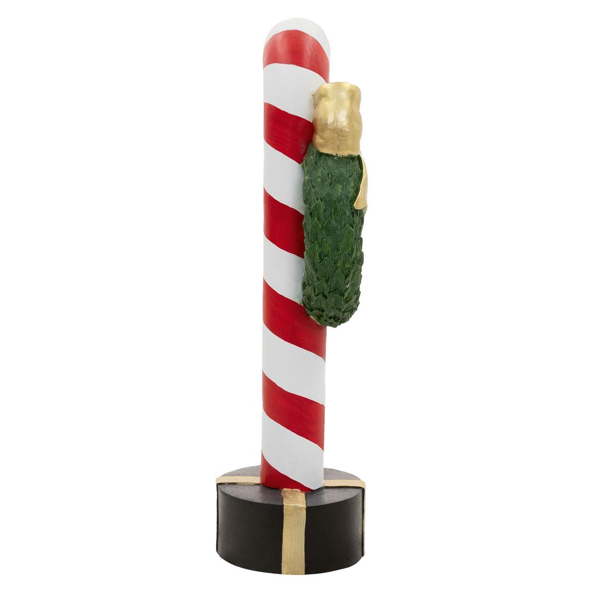 ZUCKERSTANGE-DEKOFIGUR mit LED-Beleuchtung Weihnachtsdeko Innen H: 68 cm mit Kranz 30 cm & Schleife - Multicolor, Stein (30/68/20cm) - ECD-Germany