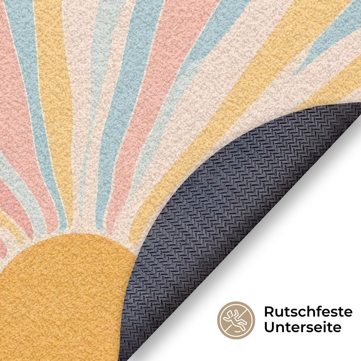 FUSSMATTE Illustration - Sonne - Pastellfarben Sauberlaufmatte 90x90 cm - Hellrosa, Kunststoff (90/0.4cm) - MuchoWow