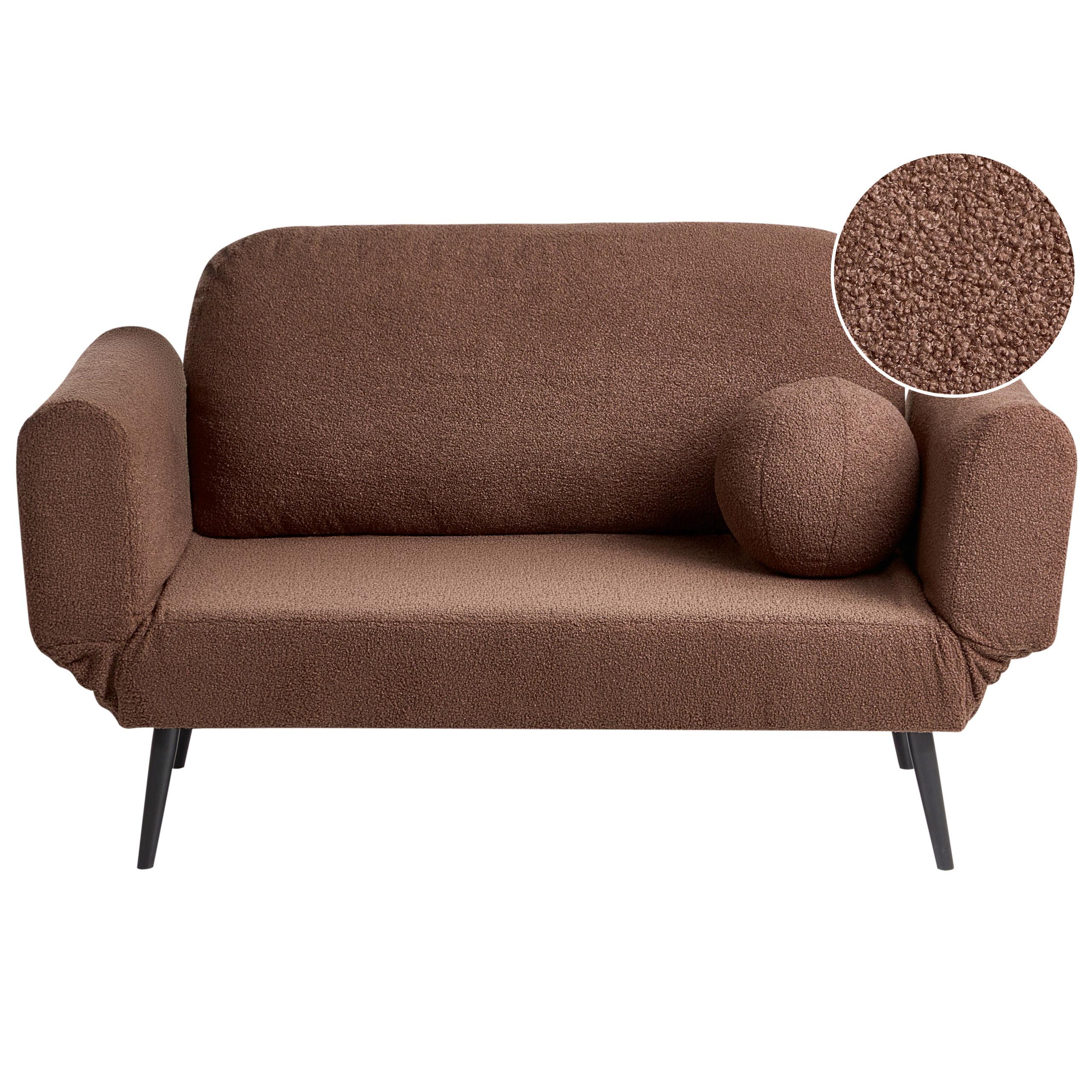 SCHLAFSOFA 2-Sitzer Bouclé Braun Dorotea - Schwarz/Braun, Textil (190/88/79cm) - Beliani