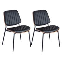 ESSZIMMERSTÜHLE 2er-Set Mid-Century Modern - Schwarz, Leder (57/83/48cm) - Urban Meuble