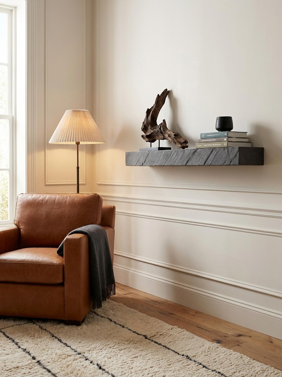 WANDREGAL Mango Massivholz Steinoptik Rechteckig Modern, Grau 90x20x10 cm - Grau, Holz (90/10/20cm) - KADIMA DESIGN