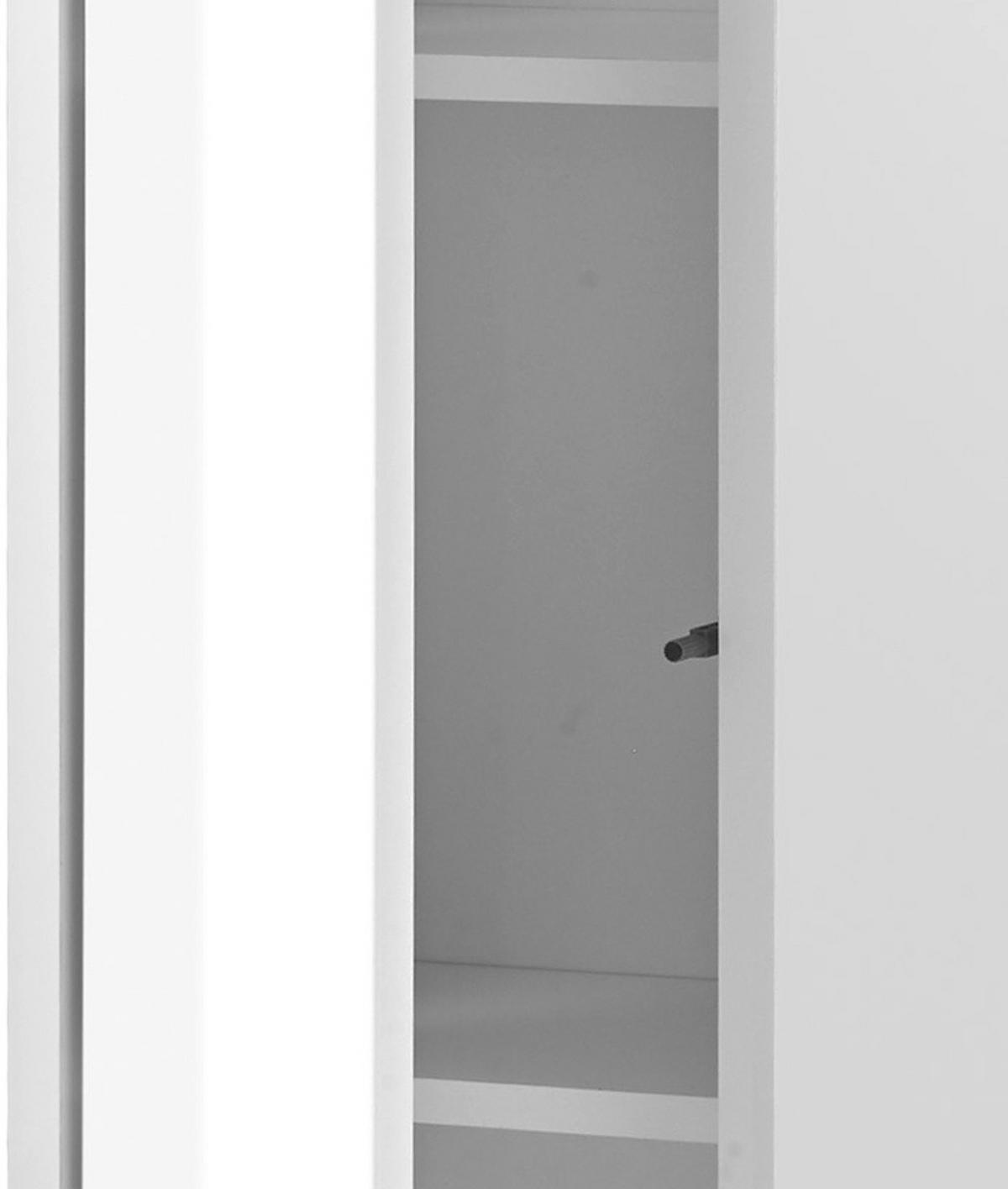 BADSCHRANK weiß Hochglanz, grau, Badezimmer Hochschrank inklusive Beleuchtung - Weiß Hochglanz/Grau, Holzwerkstoff (45/150/30cm) - Furn.Design