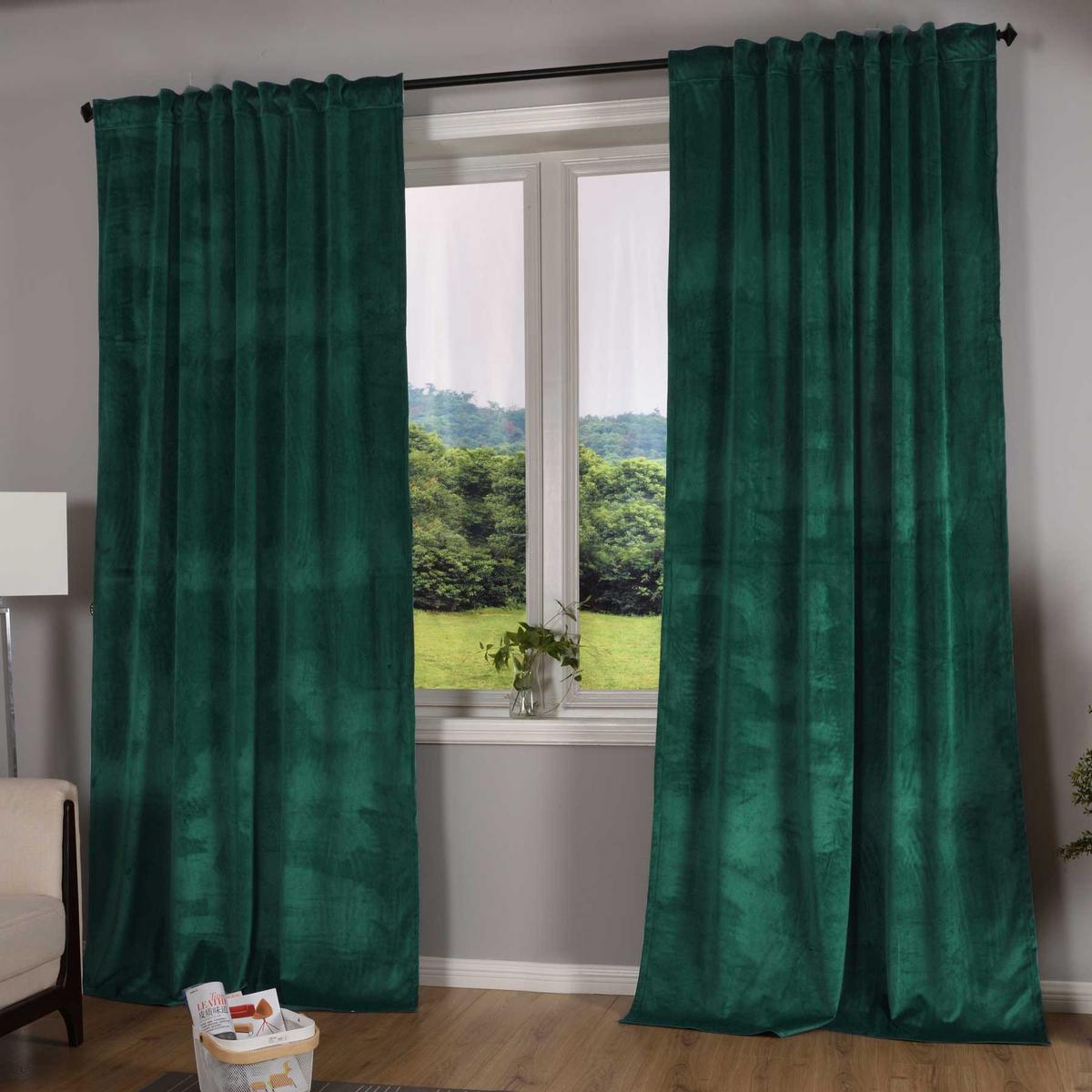 VORHANG 2ER SET MILANO HxB 235x135 cm Grün - Grün, Textil (135/235cm) - Gardinenbox