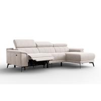 ECKSOFA FIERO 4-Sitzer RECHTS, Beiger Veloursstoff - Beige/Schwarz, Holz/Textil (288/170cm) - Courtois Laville