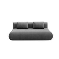 BETTSOFA ATOMO Grau Velours-Stoff mit Schlaffunktion - Grau, Holz (217/82/134cm) - MASSENO