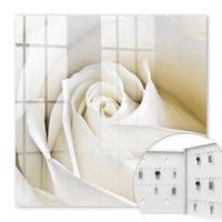 SCHLÜSSELBOX Weiß 30x30 cm – Türöffnung nach rechts - Weiße Rose - Weiß, Metall (30/30/5cm) - TULUP