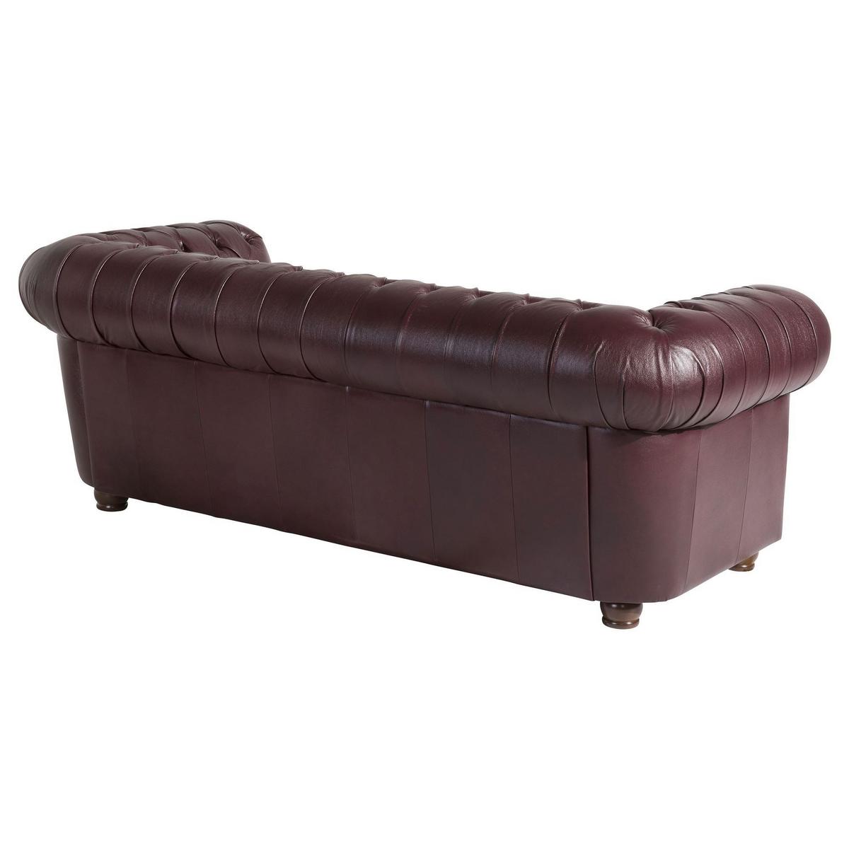 SOFA 3-Sitzer Kalea Bezug Wischleder Buche nussbaum dunkel / rot - Rot, Leder (200/76/98cm) - 58aufmkessel