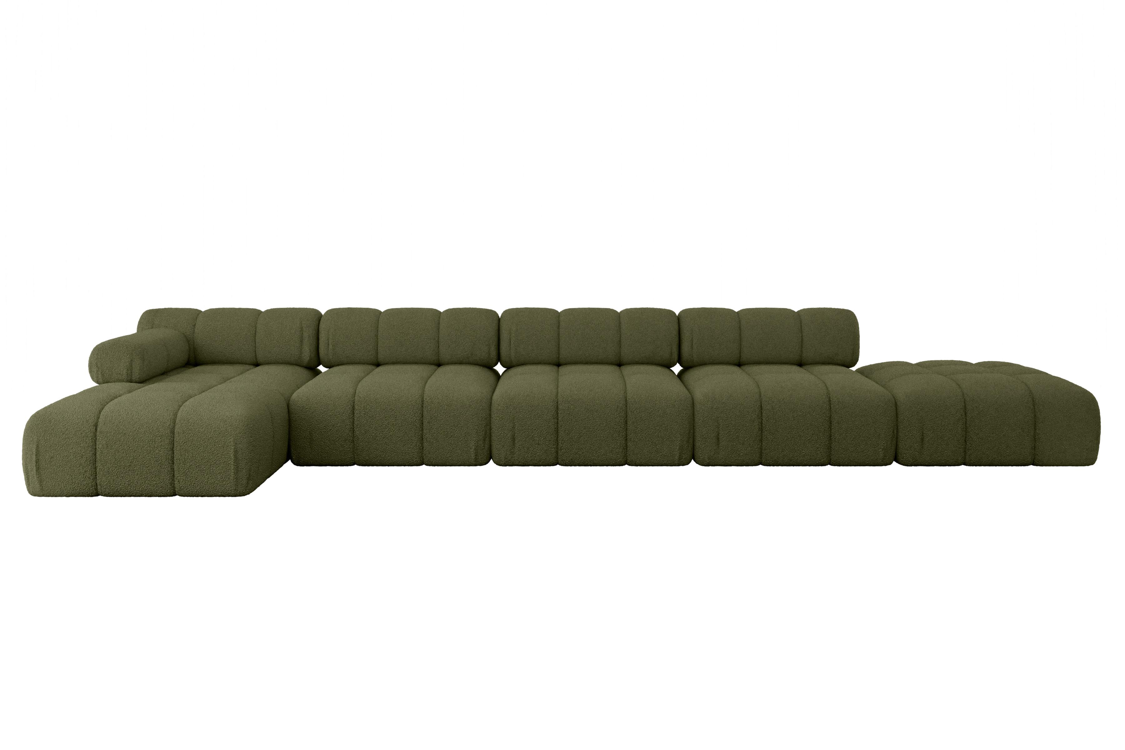 ECKSOFA modulares Sofa Lizur-L3 - 475x160x70 cm Grün Bouclé - Grün, Holzwerkstoff/Textil (475/160cm) - ALTDECOR