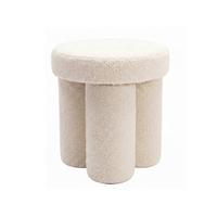 SITZHOCKER AVEN, Teddystoff, mit Textilbezug, Creme, Ø 40 x 45 cm - Beige/Creme, Textil (40/45/40cm) - KADIMA DESIGN