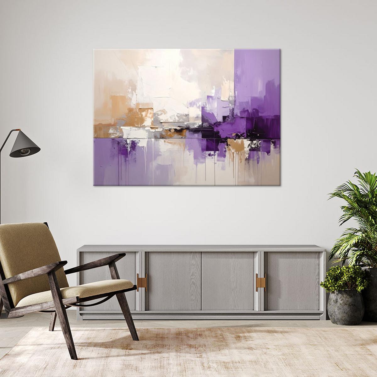 BILD auf Leinwand, Violette moderne Abstrakt - Lila, Textil (90/60cm) - Feeby