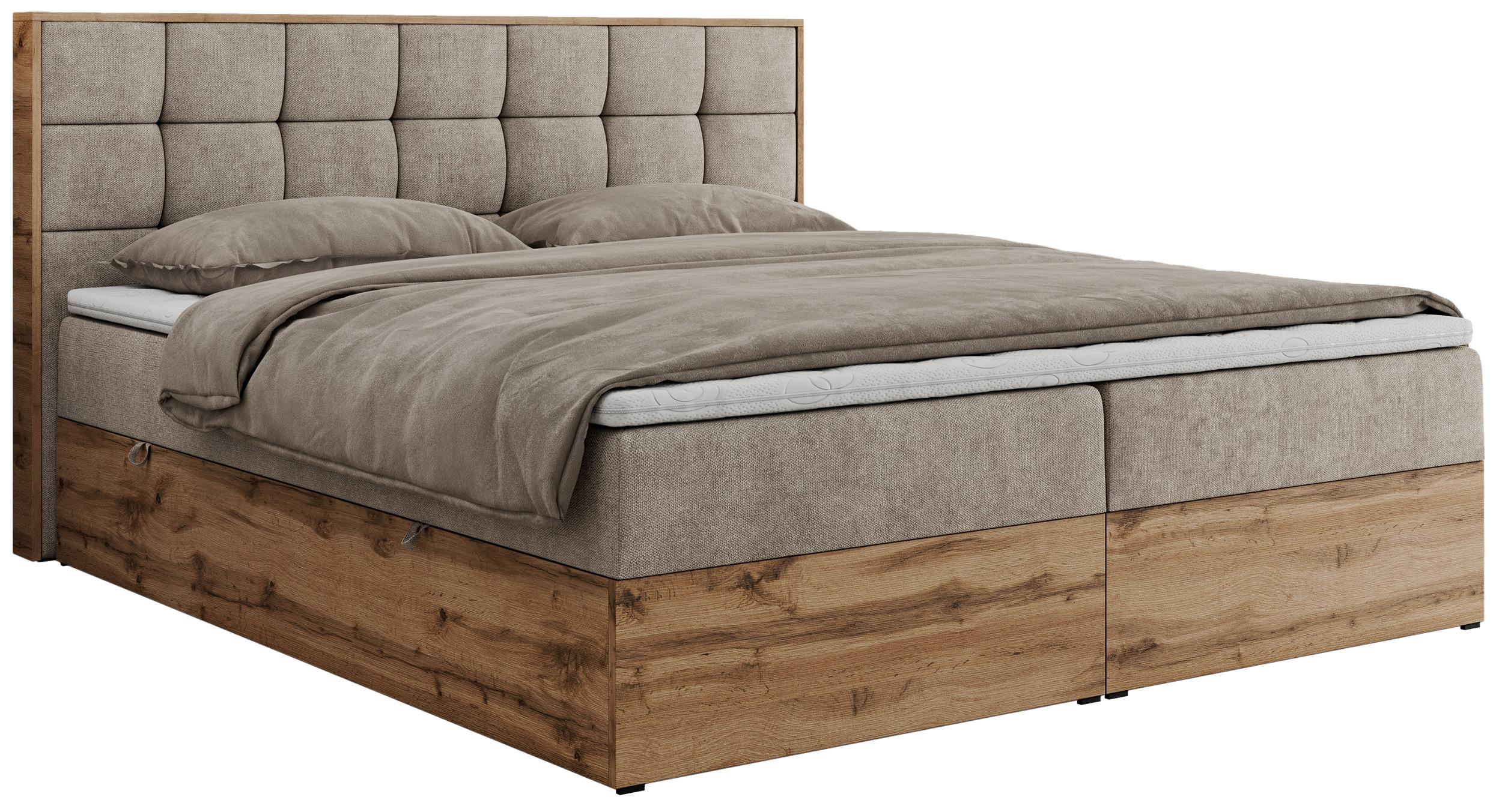 BOXBETT ALBERO 1 - 160/200 Beige Struktur - H4 - Beige, Holz/Textil (160/200cm) - MKS