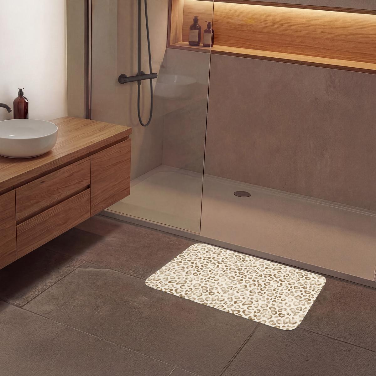 BADEMATTE Leopard - Klassisch - Beige 80x50 cm - Hellbraun, Textil (80/50cm) - OnlyWow