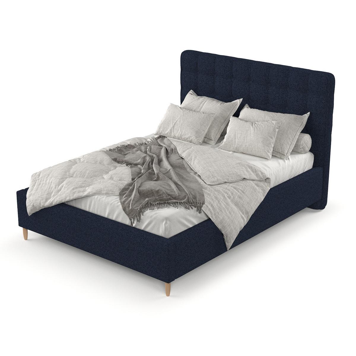 POLSTERBETT Paloma 180/200 cm Marineblau im Riva Stoff - Naturfarben/Dunkelblau, Holz/Holzwerkstoff (180/200cm) - AltaBeds