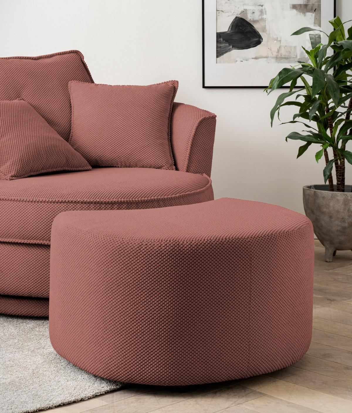DREHSESSEL terracotta Web-Velours, XL Sessel 360° drehbar inklusive 3 x Kissen - Terracotta, Kunststoff/Textil (120/86/120cm)