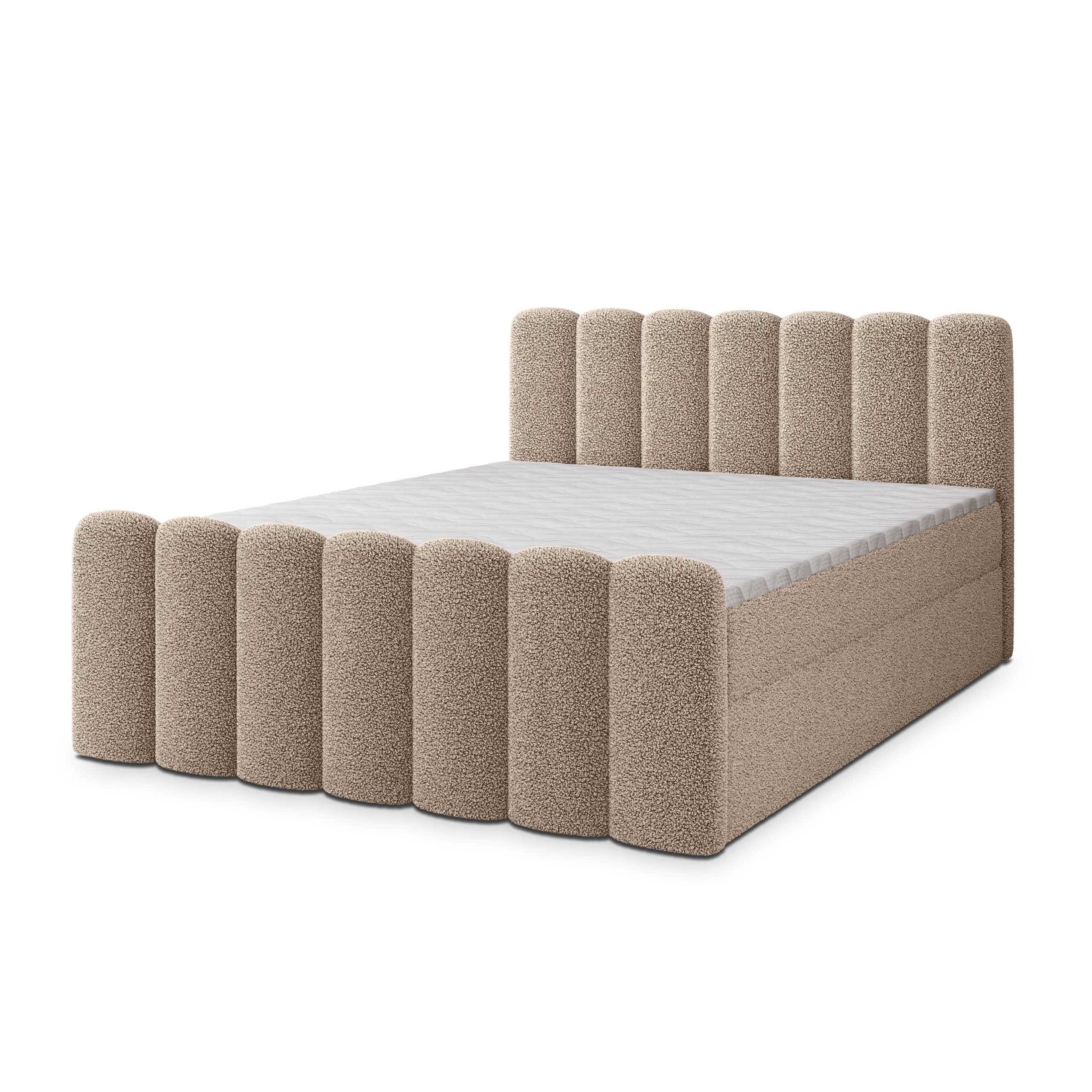 BOXBETT CELLA 140x200 cm mit Matratze und Topper - Beige - Beige, Holz (140/200cm) - MASSENO