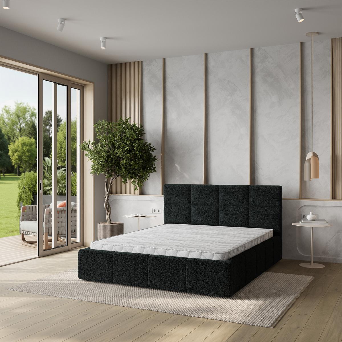 POLSTERBETT COMO 140x200 cm mit Bettkästen - Schwarz - Schwarz, Holz (140/200cm) - MASSENO