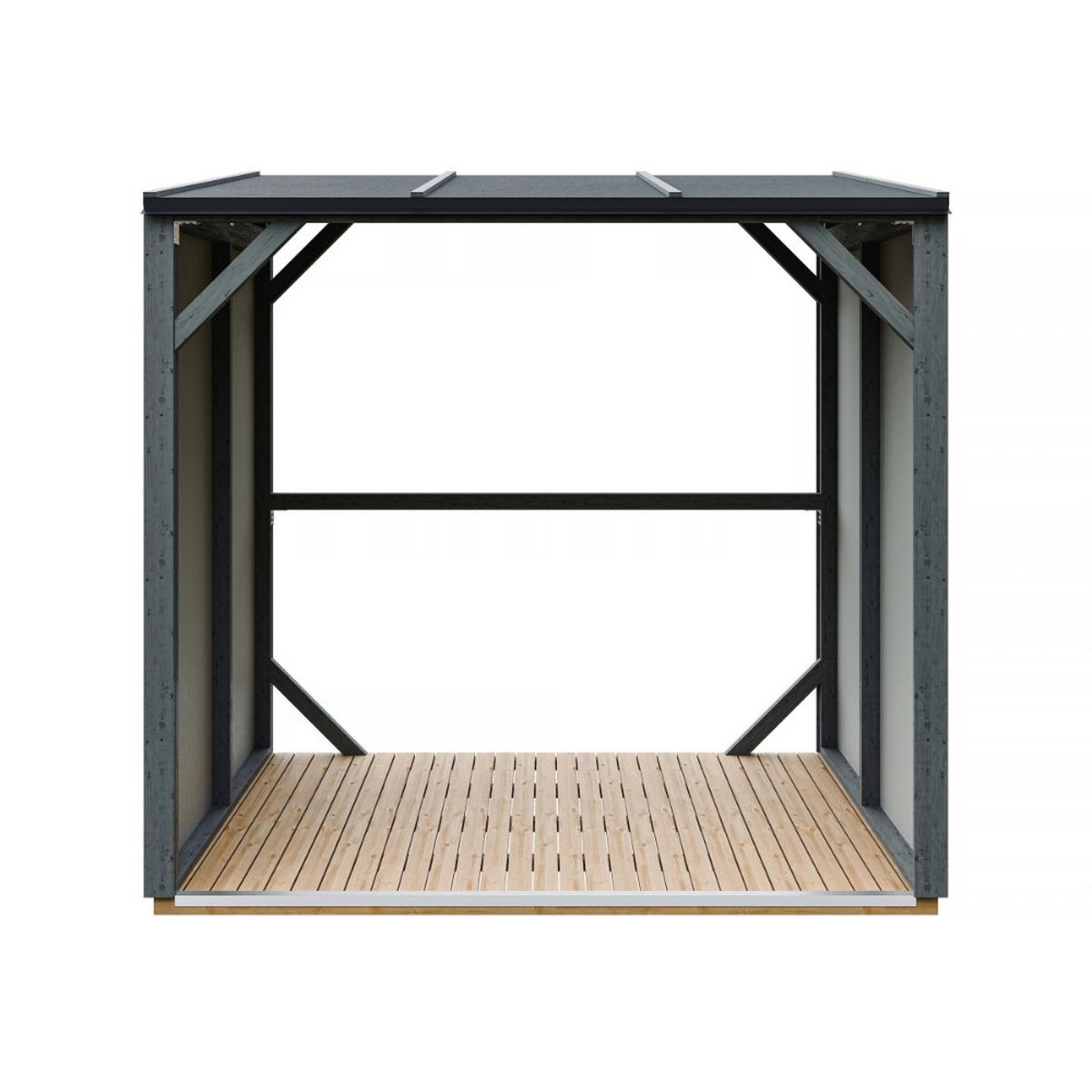 BRENNHOLZLAGER 2,54 m², Kaminholzunterstand mit ~4,4 m³ Lagerkapazität - Anthrazit, Holz (118/220/215cm) - Timbela