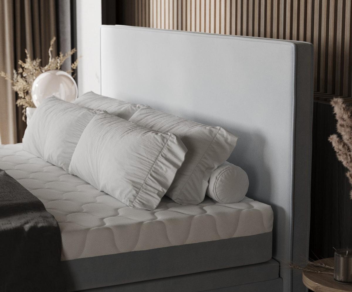 BOXBETT Zalla 200/200 cm Hellgrau im Paros Stoff - Hellgrau/Schwarz, Holz/Holzwerkstoff (200/200cm) - AltaBeds