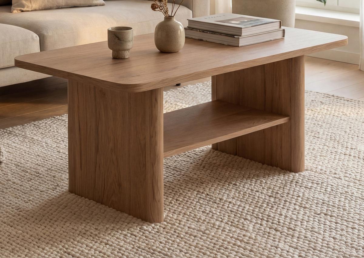COUCHTISCH Hickory Walnuss 90 x 56 cm, Wohnzimmertisch mit Ablage - Walnussfarben, Holzwerkstoff (56/90/42cm) - Furn.Design