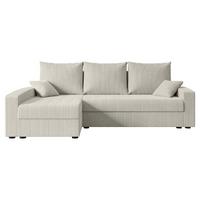 ECKSOFA mit Schlaffunktion und Bettkasten ALESIA-L 231x140x90 cm Creme Cord - Silberfarben/Hellgrau, Holzwerkstoff/Kunststoff (231/140cm) - ALTDECOR