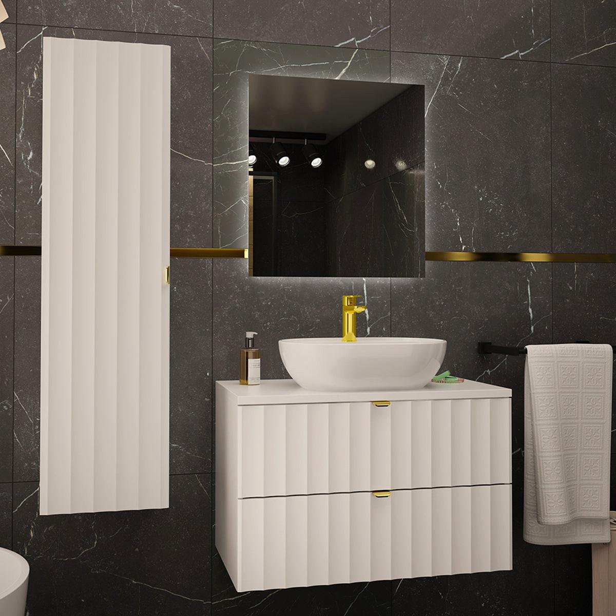BADMÖBEL 80.6cm Lexa 2er-Set Weiß - Weiß, Holzwerkstoff (80.6/52.2/46.5cm) - Petits-meubles