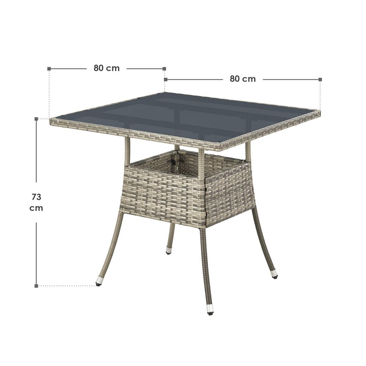 GARTENTISCH Yoro grau 80x80 cm - Grau, Kunststoff (80/80/73cm) - Juskys