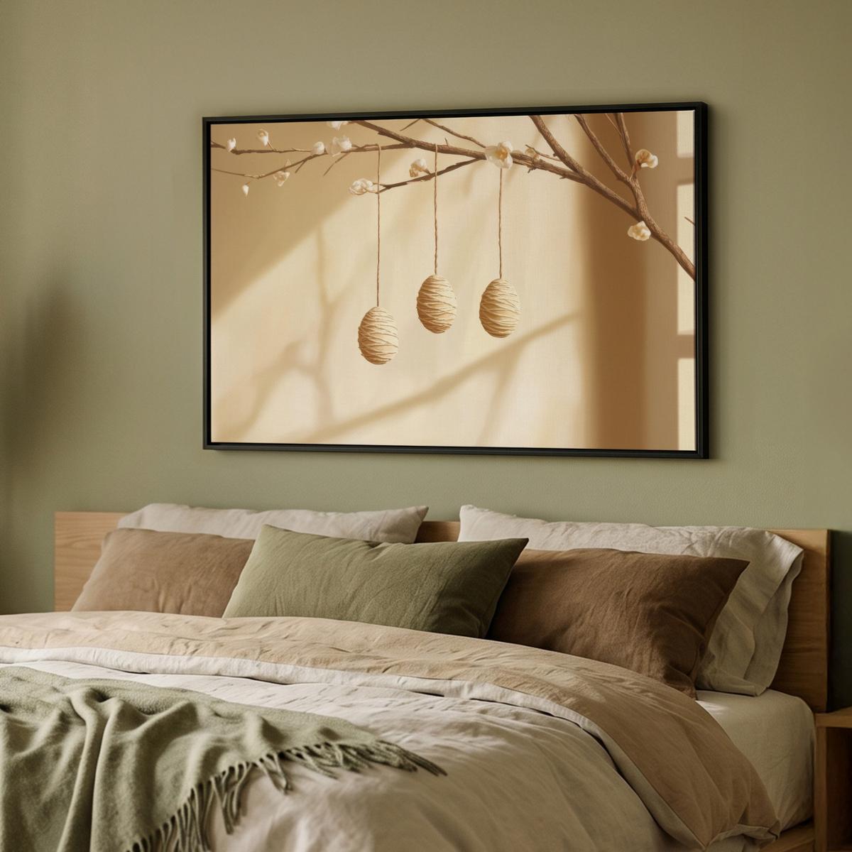 LEINWAND Bilder mit Rahmen - Beige - Osterkuchen - Eier - 90x60 - Beige, Textil (90/60cm) - MuchoWow