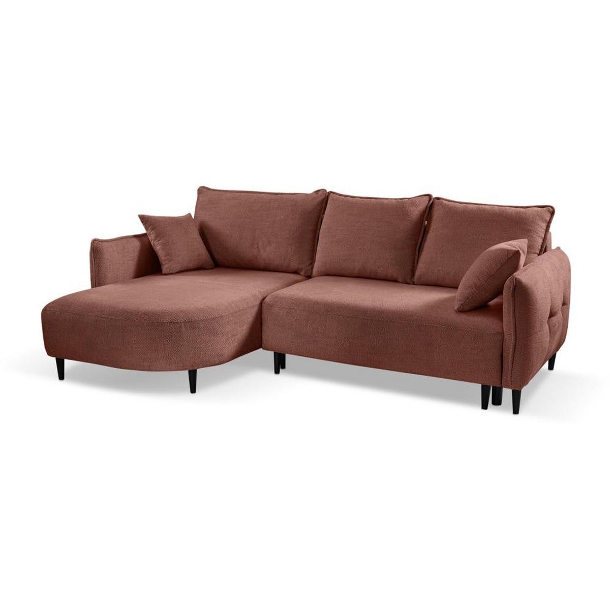 ECKSCHLAFSOFA Sycylia links rot - Rot/Schwarz, Textil (244/165cm) - Beautysofa